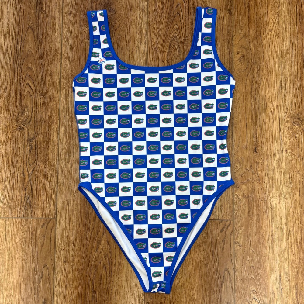 Dyme Lyfe Florida Gators Bodysuit Swimsuit XL Blue White Checkered NCAA Fan Gear